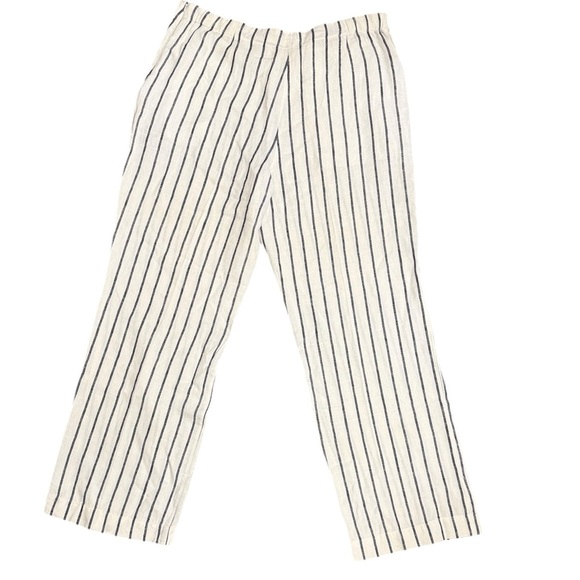 Chico’s Casual Workwear Vacation 100% Linen Travel Striped Wide-Leg Pants - Picture 5 of 13